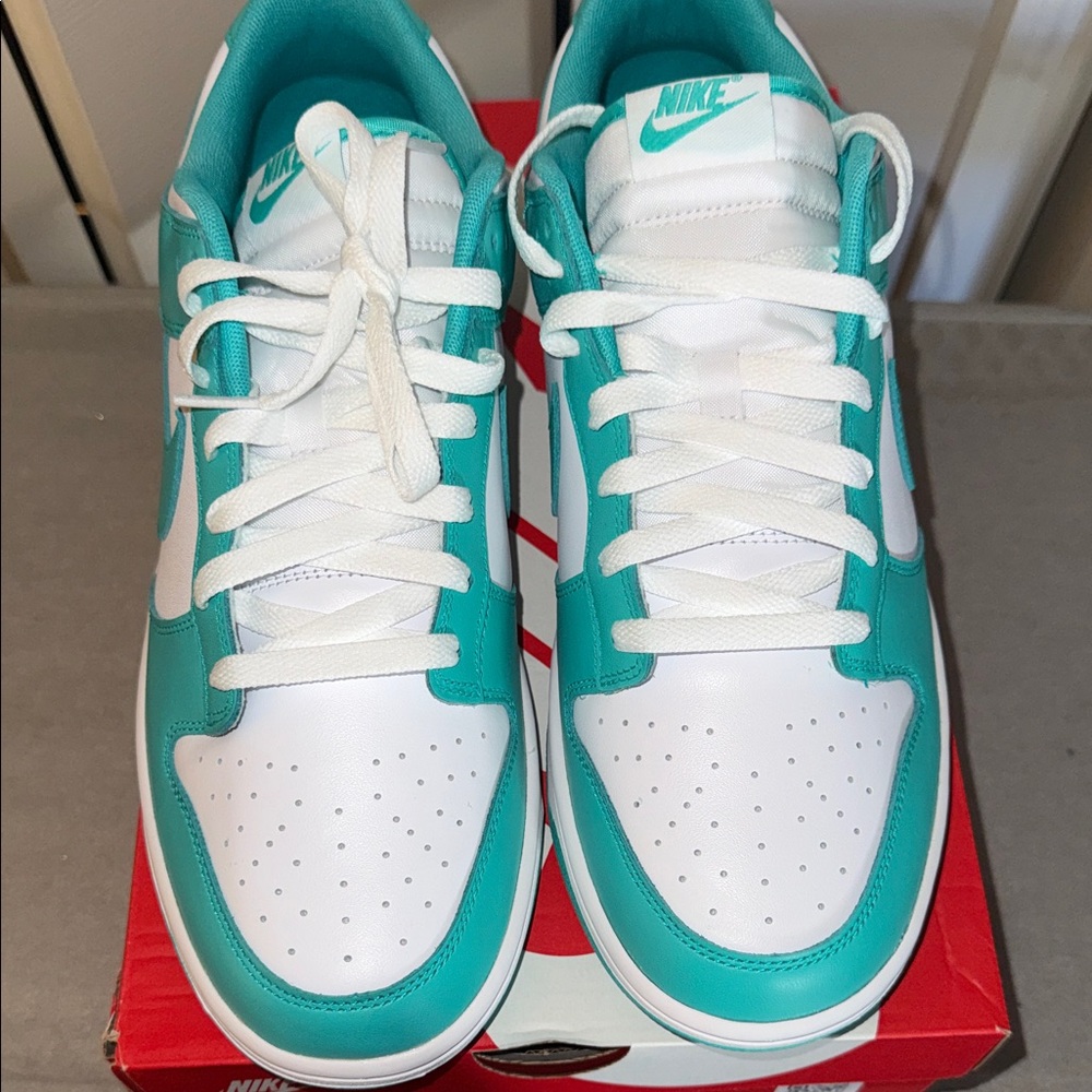 Nike Dunk Low Teal and White Sneakers